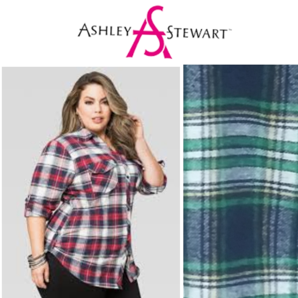 Ashley Stewart | PLUS Cinched Waist Plaid Chunky Shirt